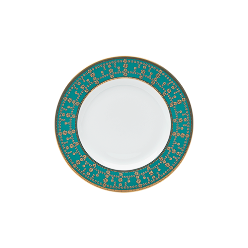 Set of 2 Bread and Butter Plates Tiara peacock blue gold