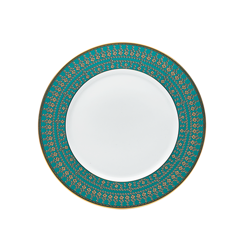 Set of 2 Dessert Plates Tiara peacock blue gold