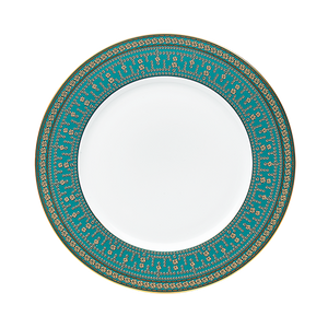 Set of 2 Large Dinner Plates Tiara peacock blue platinum