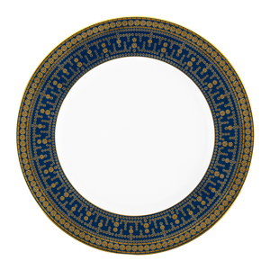 Set of 2 Large Dinner Plates Tiara prussian blue gold