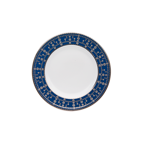 Set of 2 Bread and Butter Plates Tiara peacock blue platinum