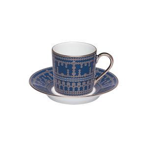 Set of 2 Coffee Cups and Saucers Tiara prussian blue platinum