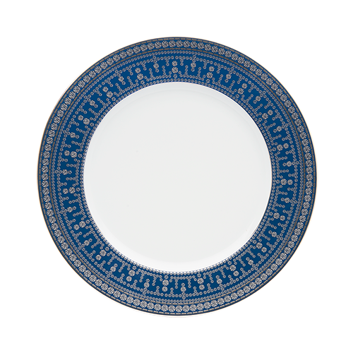 Set of 2 Large Dinner Plates Tiara prussian blue platinum