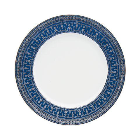 Set of 2 Large Dinner Plates Tiara prussian blue platinum