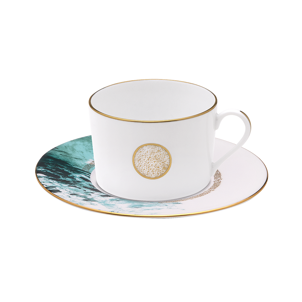 Set of 2 Teacups and Saucers Océan Bleu