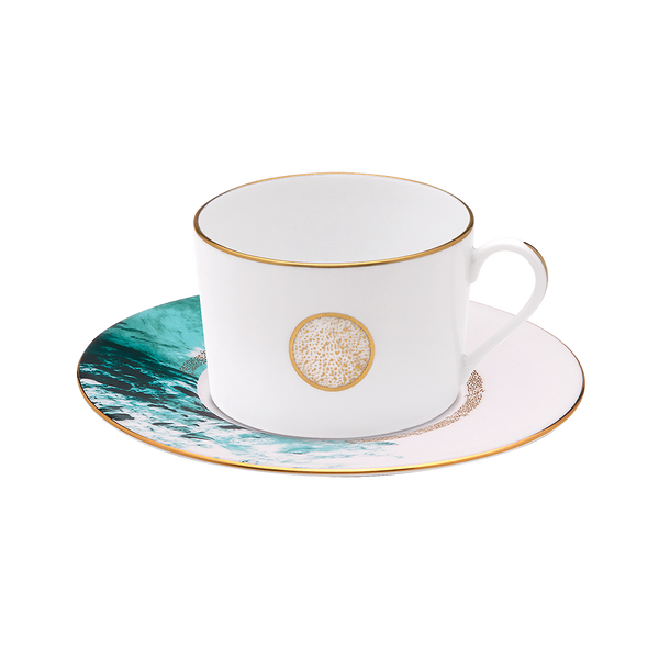Set of 4 Teacups and Saucers Océan Bleu