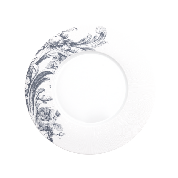 Set of 2 Large Dinner Plates Stanislas blue gray