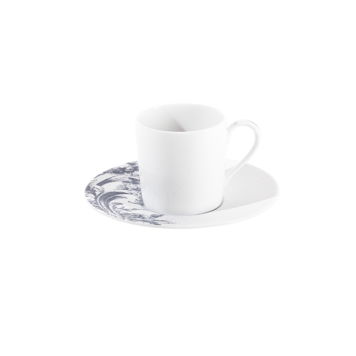 Set of 2 Coffee Cups and Saucers Stanislas blue gray