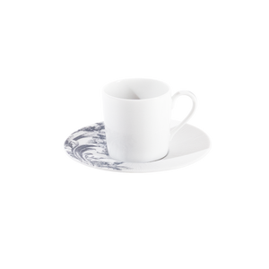 Set of 2 Coffee Cups and Saucers Stanislas blue gray