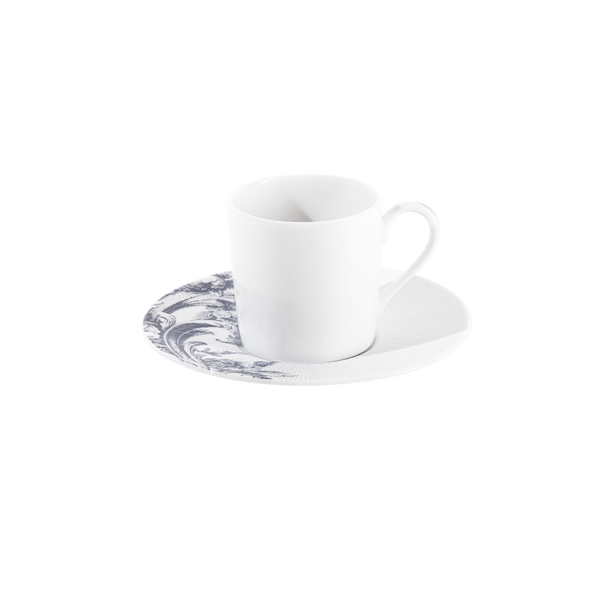 Set of 2 Coffee Cups and Saucers Stanislas blue gray