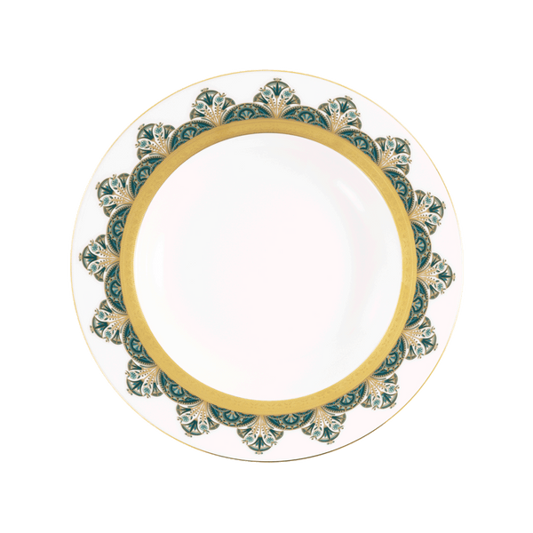 Rêves du Nil green gold rim soup plate