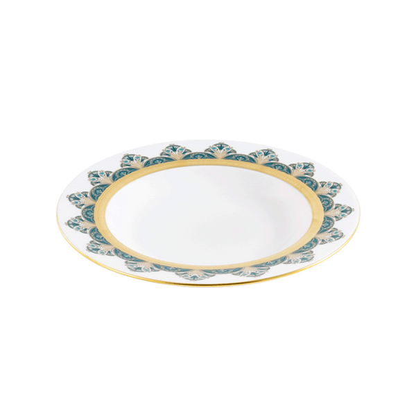 Rêves du Nil green gold rim soup plate