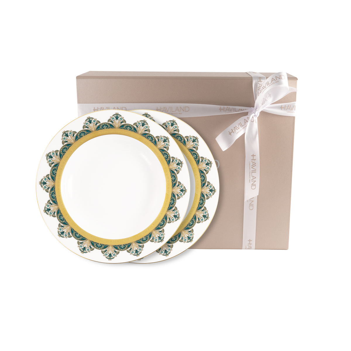Set of 2 Rim Soup Plates Rêves Du Nil gold