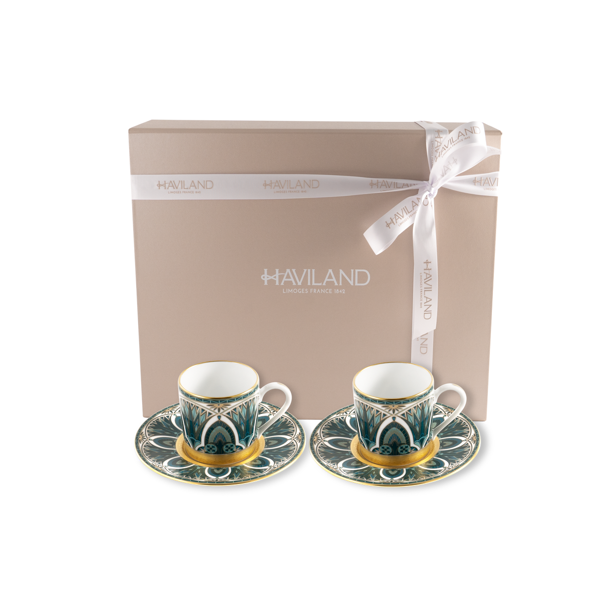 Set of 2 Coffee Cups and Saucers Rêves Du Nil gold