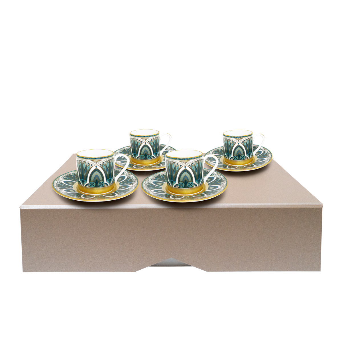 Set of 4 Coffee Cups Saucers Rêves Du Nil gold