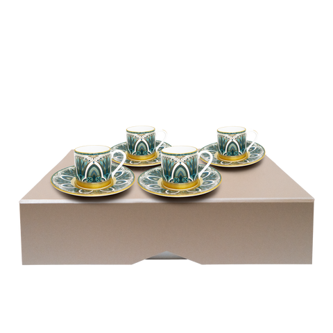 Set of 4 Coffee Cups Saucers Rêves Du Nil gold