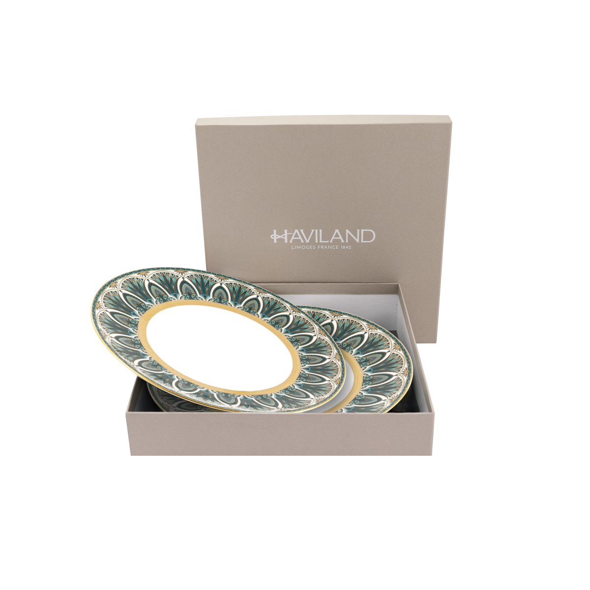 Set of 2 Large Dinner Plates Rêves Du Nil gold