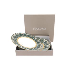 Set of 2 Large Dinner Plates Rêves Du Nil gold