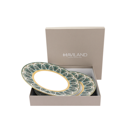Set of 2 Large Dinner Plates Rêves Du Nil gold