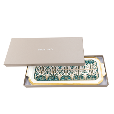 Set of 1 Oblong Cake Platter Rêves Du Nil gold