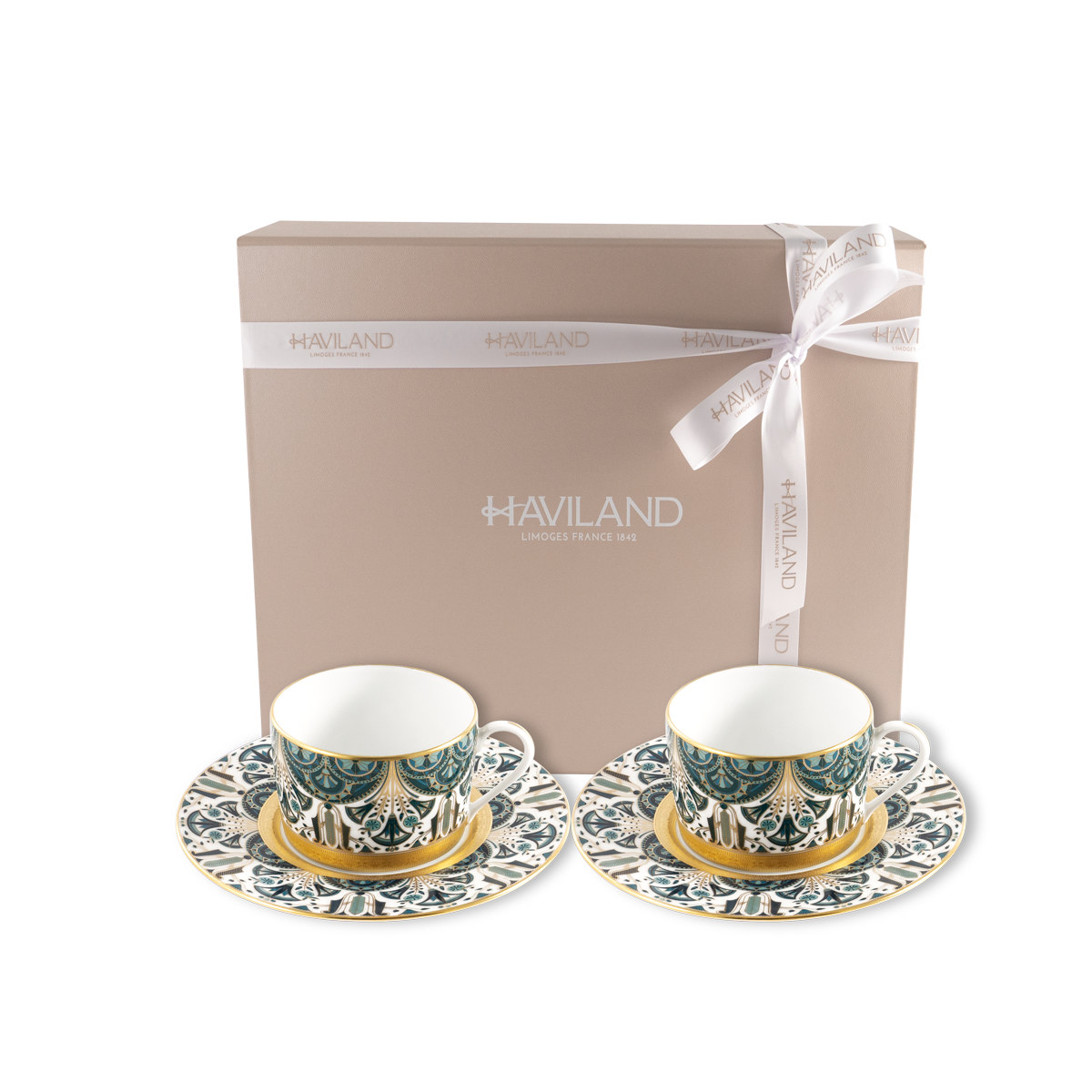 Set of 2 Teacups and Saucers Rêves Du Nil gold