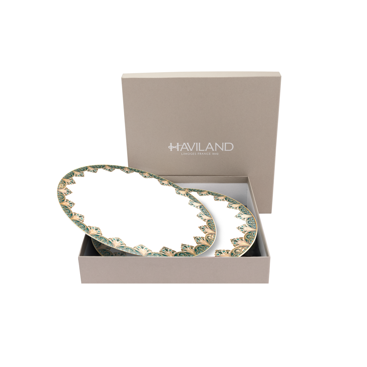 Set of 2 Large Dinner Plates With Frieze Rêves Du Nil gold