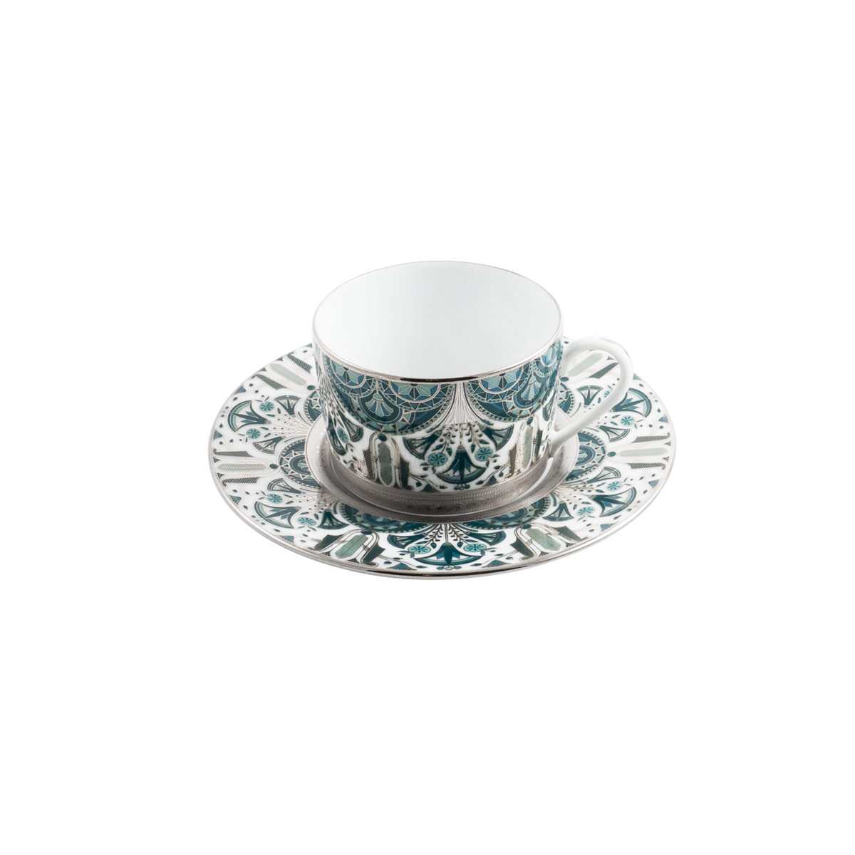 Set of 4 Teacups and Saucers Rêves Du Nil platinum