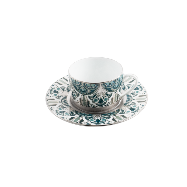 Set of 4 Teacups and Saucers Rêves Du Nil platinum