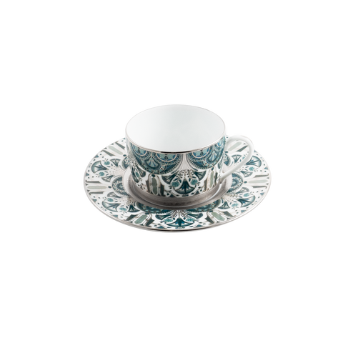 Set of 4 Teacups and Saucers Rêves Du Nil platinum