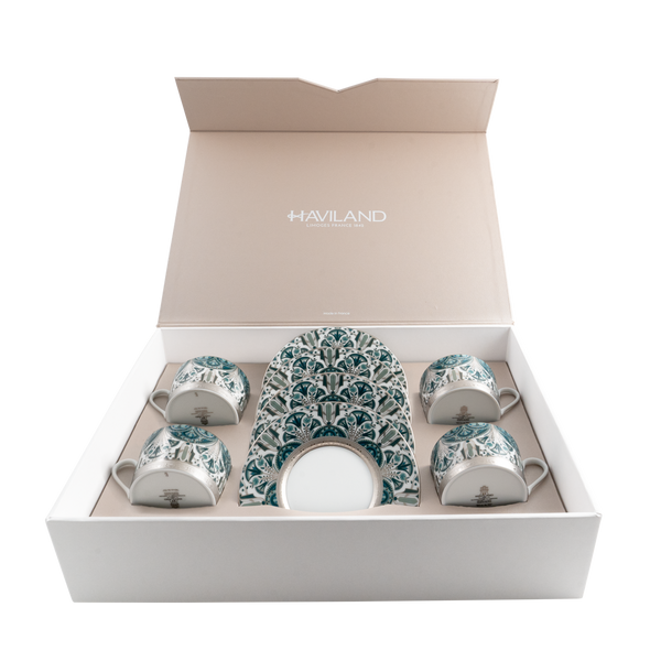 Set of 4 Teacups and Saucers Rêves Du Nil platinum