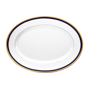 Set of 1 Oval Dish Symphonie blue gold
