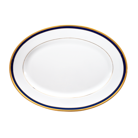 Set of 1 Oval Dish Symphonie blue gold