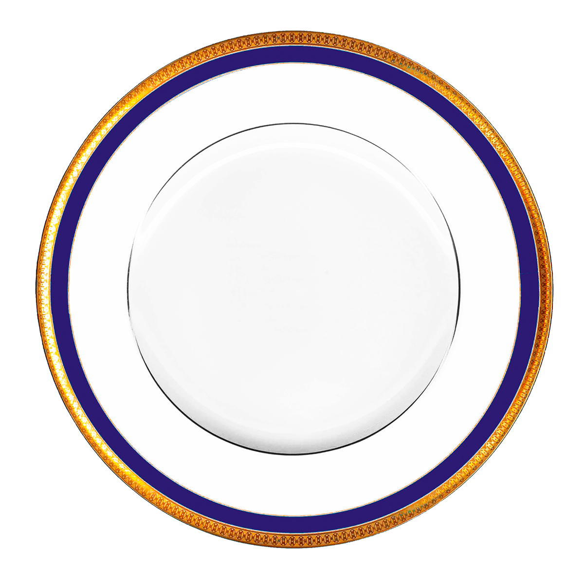 Set of 2 Large Dinner Plates Symphonie blue gold