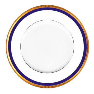Set of 2 Large Dinner Plates Symphonie blue gold