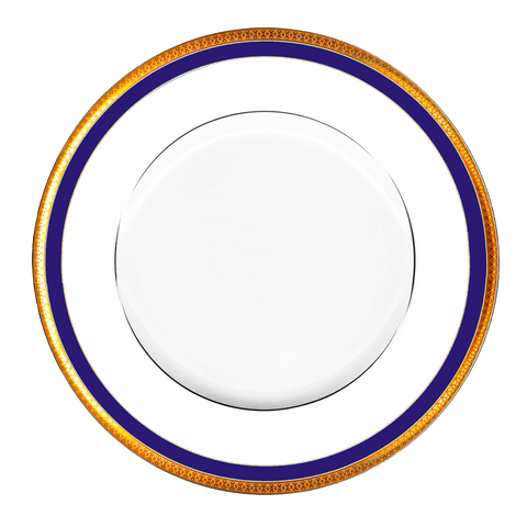 Set of 2 Large Dinner Plates Symphonie blue gold