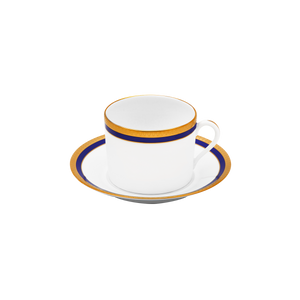 Set of 2 Cappuccino Cups and Saucers Symphonie blue gold
