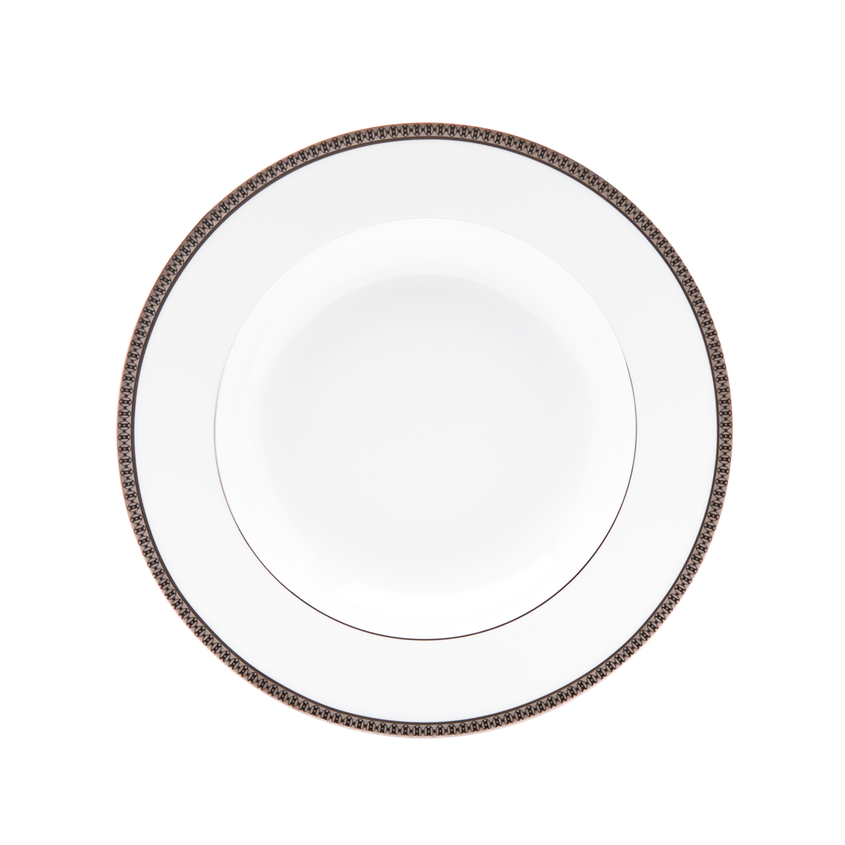 Set of 2 Rim Soup Plates Symphonie white platinum