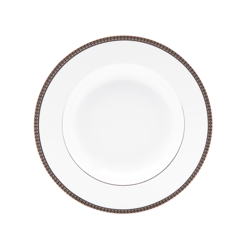 Set of 2 Rim Soup Plates Symphonie white platinum
