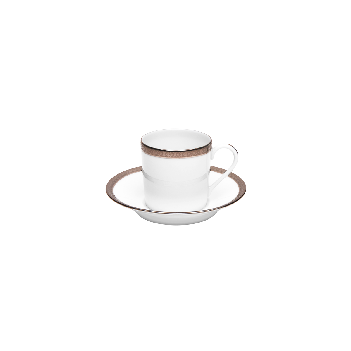 Set of 2 Coffee Cups and Saucers Symphonie white platinum