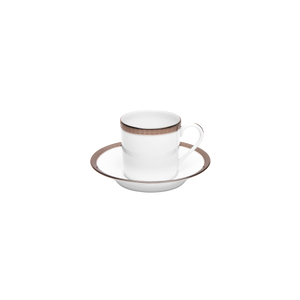 Set of 2 Coffee Cups and Saucers Symphonie white platinum