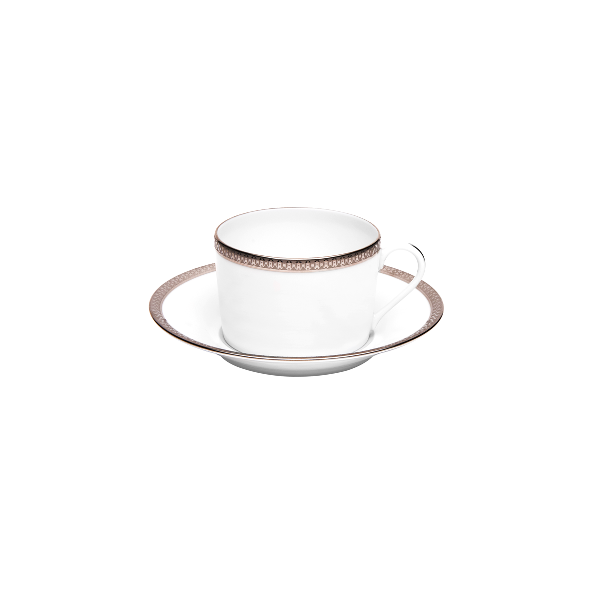 Set of 2 Teacups and Saucers Symphonie white platinum