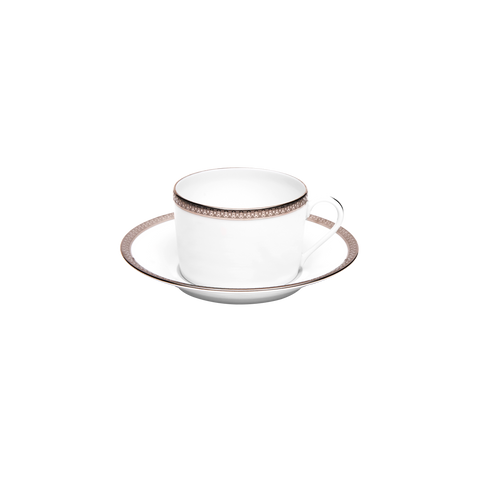 Set of 2 Teacups and Saucers Symphonie white platinum