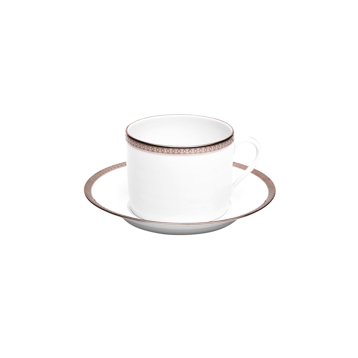 Set of 2 Cappuccino Cups and Saucers Symphonie white platinum