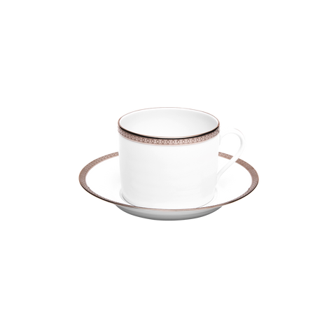 Set of 2 Cappuccino Cups and Saucers Symphonie white platinum
