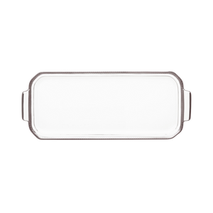 Set of 1 Oblong Cake Platter Symphonie white platinum