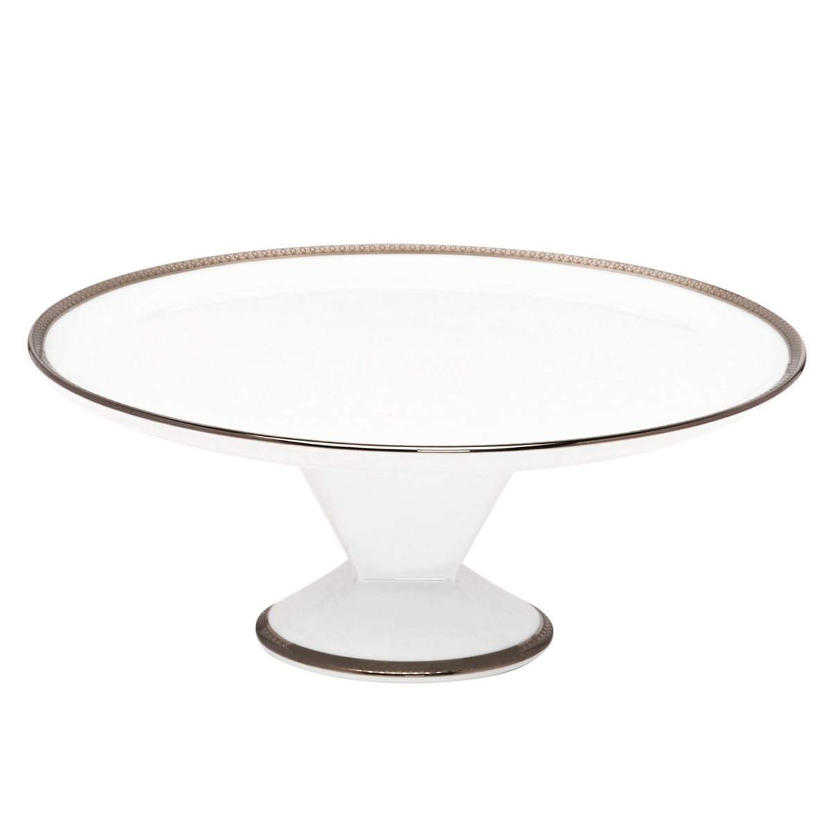 Set of 1 Footed Cake Platter Symphonie white platinum