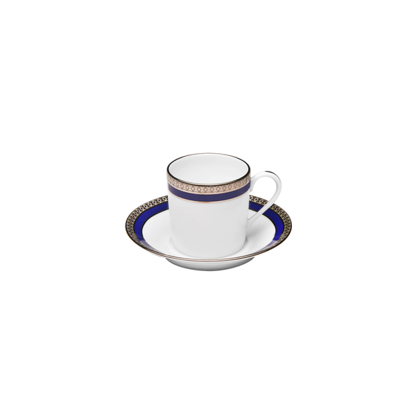 Set of 2 Coffee Cups and Saucers Symphonie blue platinum