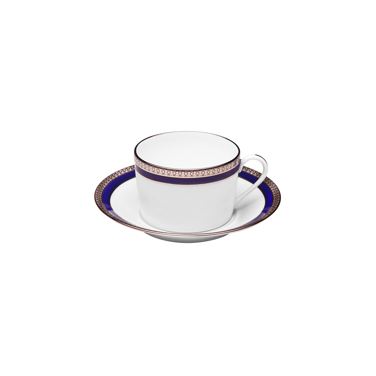 Set of 2 Teacups and Saucers Symphonie blue platinum