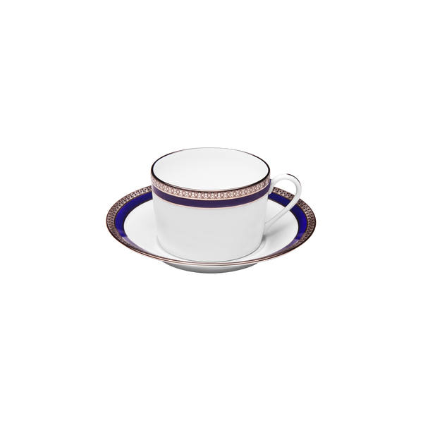 Set of 2 Teacups and Saucers Symphonie blue platinum