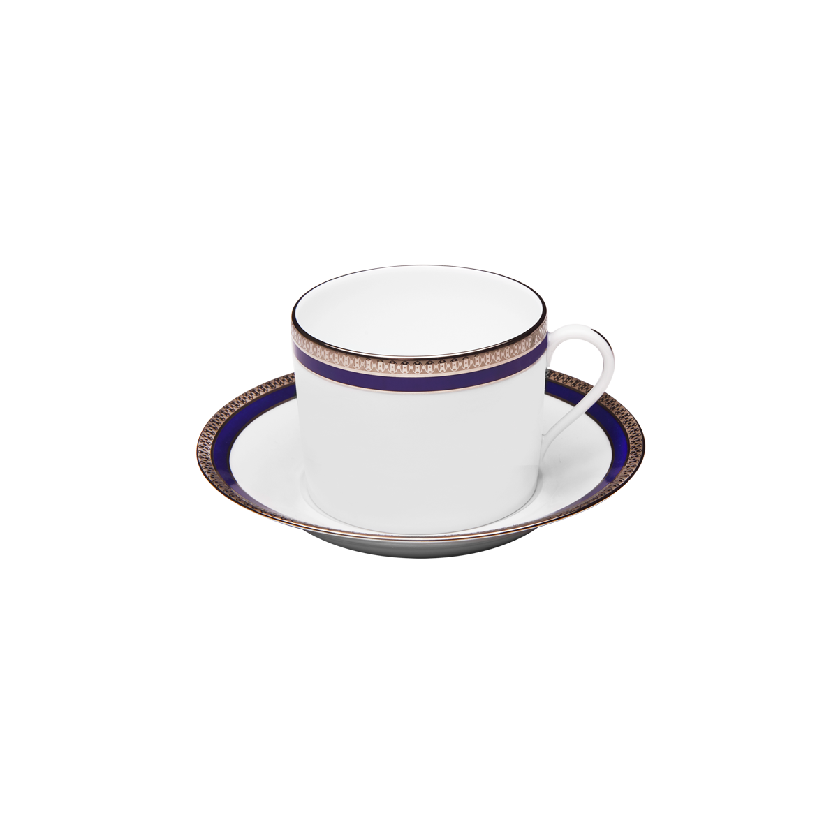Set of 2 Cappuccino Cups and Saucers Symphonie blue platinum